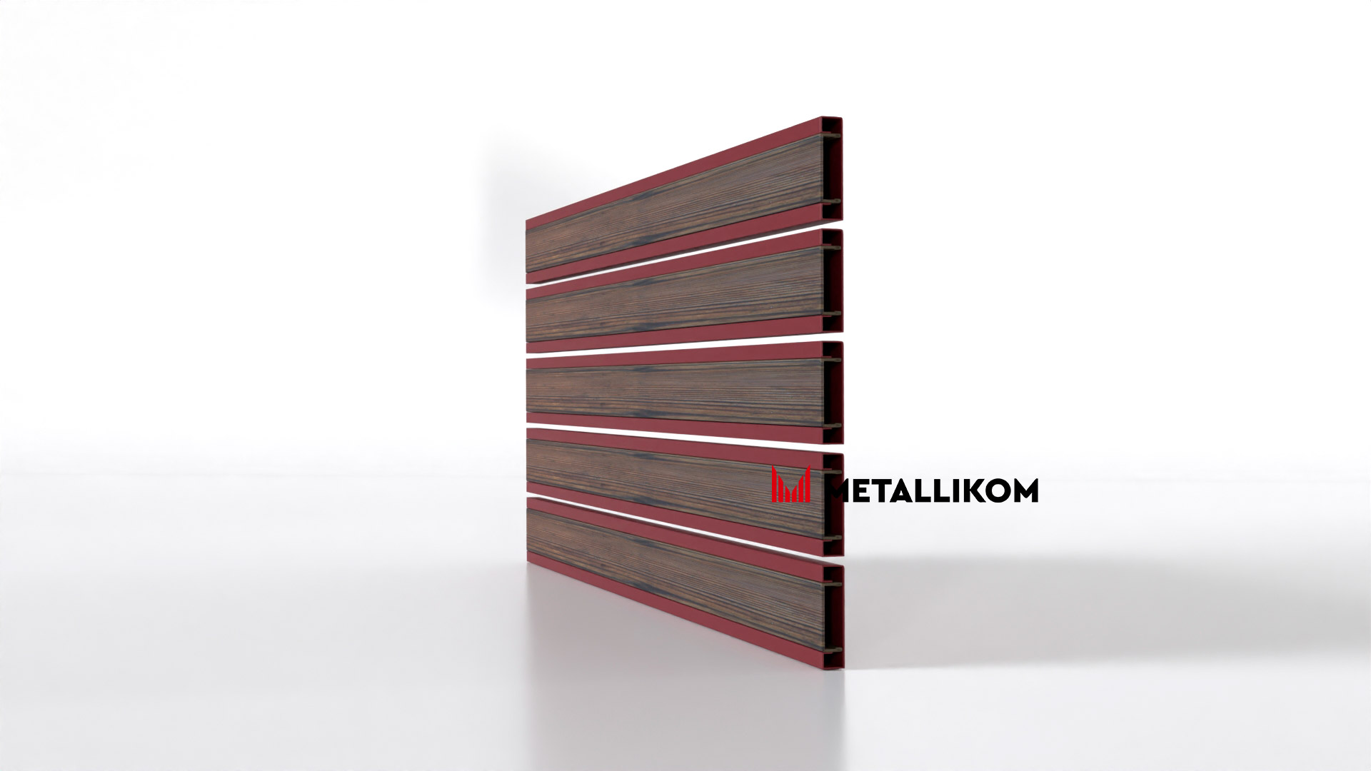 Планкен для забора Printec под дерево 120 mm RAL 3005 – покрытие матовое, толщина 0,45 мм